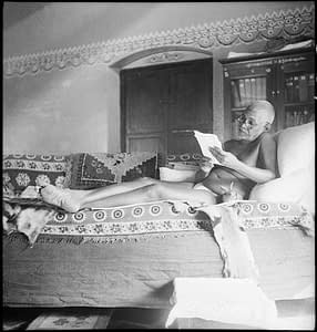 Ramana Maharshi, Most begged for Bhagavan’s blessings in their endeavours, and specifically would mention that the sheet carrying the reply be sanctified by his hallowed touchAham Sphurana
